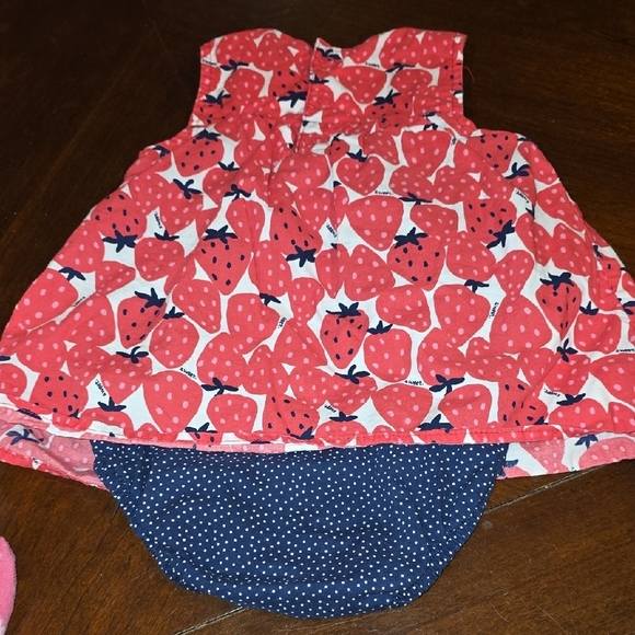 (J59) Carter's Red Strawberry Print Diaper Cover Set Sz 12m - Picture 4 of 5